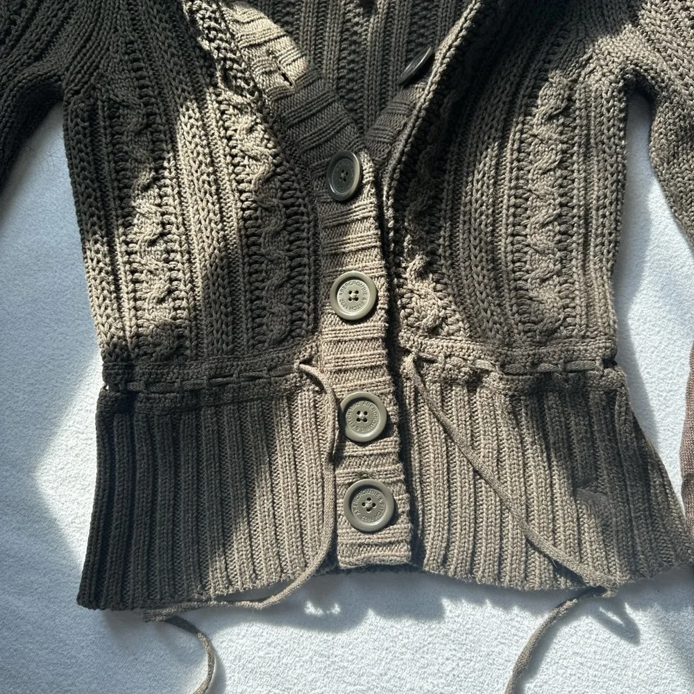 Abercrombie & Fitch Dark Brown Cable Knit Cardigan - Picture 3 of 9